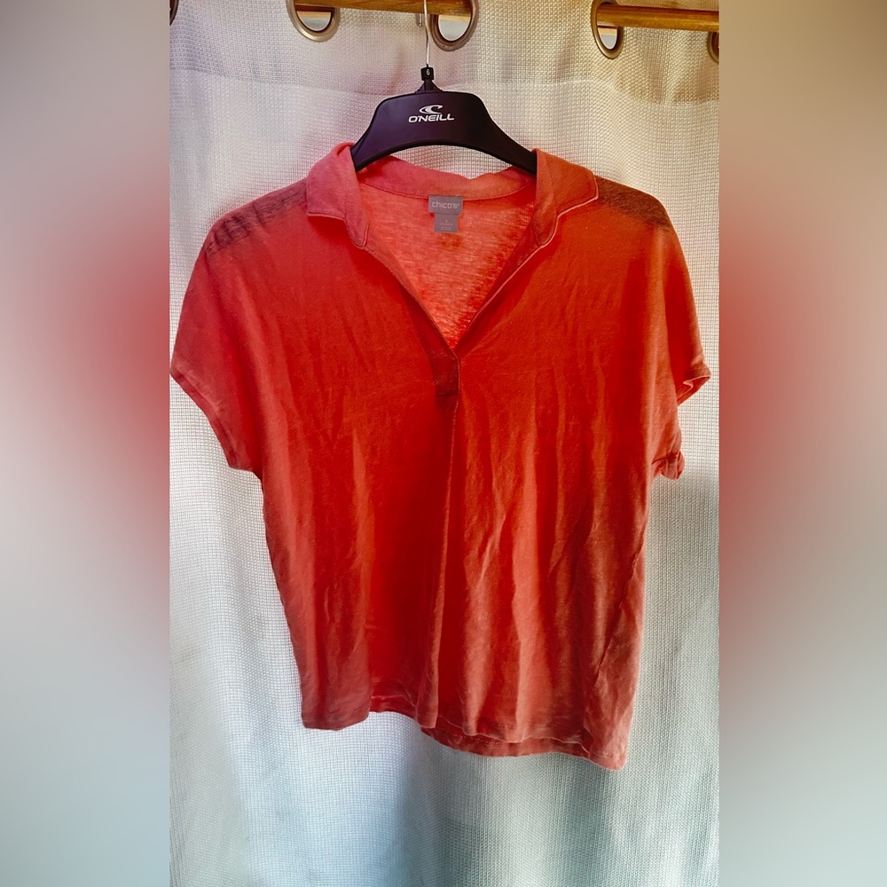 Chico's Bold Red Polo Shirt